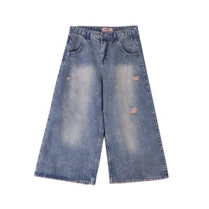 نمای جلو شلوار جین زنانه واید لگ