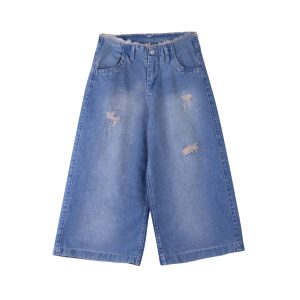 نمای جلو شلوار واید لگ روشن جین زنانه