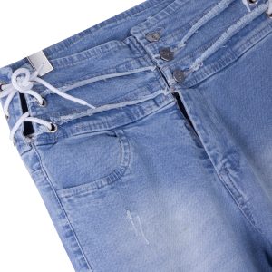 نمای کمر جلو شلواار جین بوت کات آبی روشن