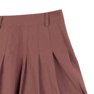 دامن پلیسه ای قهوه ای زنانه نمای نزدیک