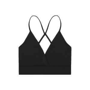 نمای جلو نیم تنه ورزشی مشکی زنانه