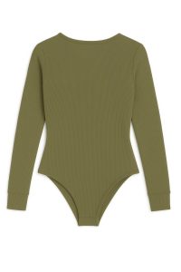 بادی کبریتی زنانه یقه دالبری سبز یشمی نمای پشت