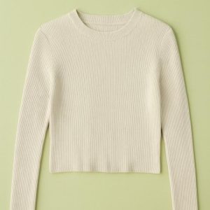 بافت آستین بلند یقه گرد زنانه