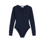 بادی کبریتی زنانه یقه دالبری سرمه ای