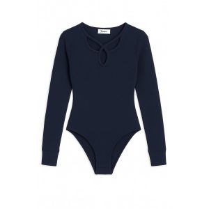 بادی کبریتی زنانه یقه دالبری سرمه ای