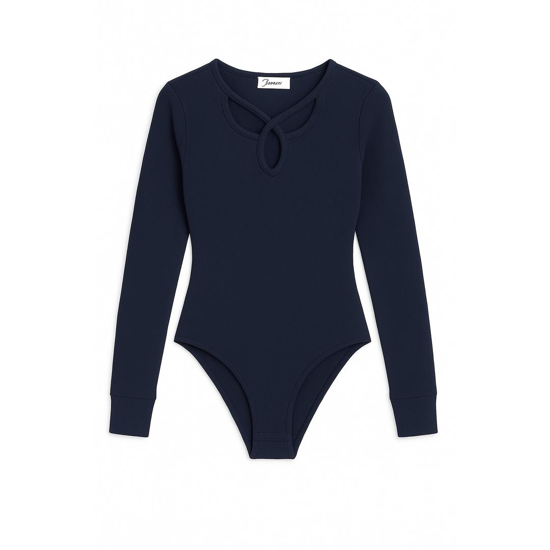 بادی کبریتی زنانه یقه دالبری سرمه ای