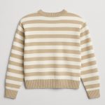 بافت راه راه زنانه نسکافه ای یقه گرد