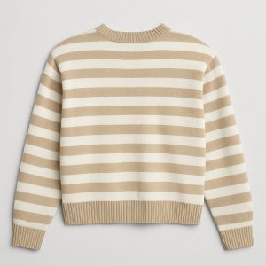 بافت راه راه زنانه نسکافه ای یقه گرد