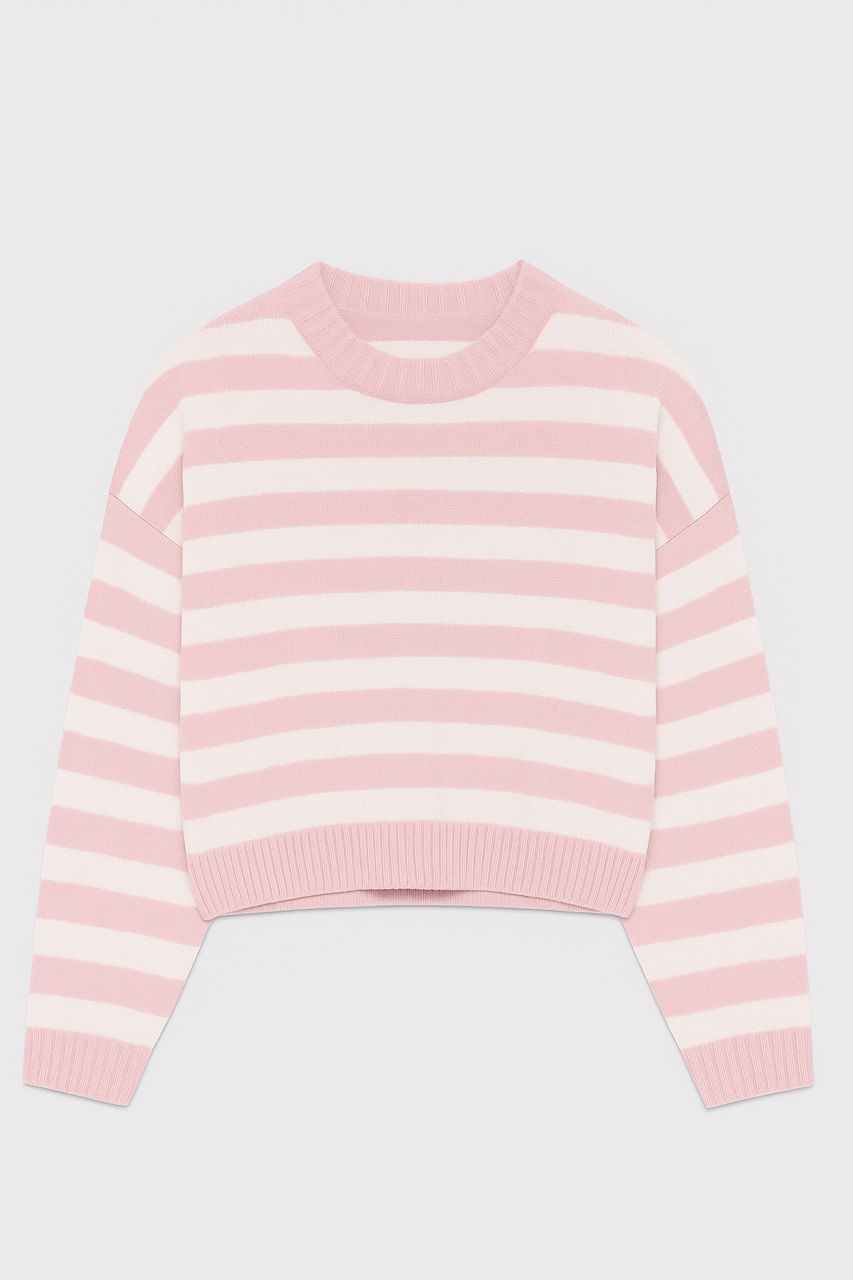 WhatsApp Image 2025-11-02 at 12.14.02 بافت راه راه یقه گرد زنانه صورتی