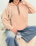 هودی تو کرکی کلاهدار زنانه رنگ نباتی