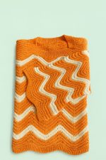 بافت زنانه نارنجی طرحدار
