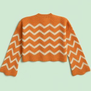 بافت طرحدار زنانه رنگ نارنجی نمای پشت