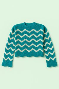 بافت طرحدار زنانه سبز آبی نمای جلو