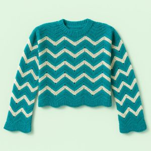 بافت طرحدار زنانه سبز آبی نمای جلو