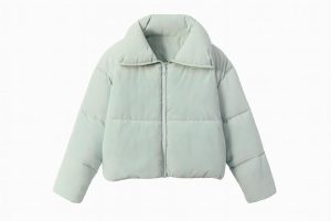 کاپشن پفی زنانه سبز نمای جلو