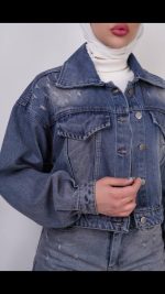 کت جین زنانه کوتاه آبی