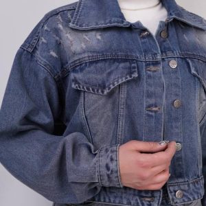 کت جین زنانه کوتاه آبی