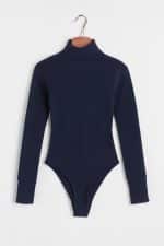 بادی کبریتی یقه اسکی سرمه ای زنانه