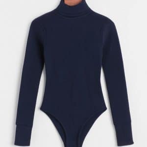 بادی کبریتی یقه اسکی سرمه ای زنانه