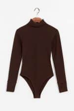 بادی کبریتی زنانه قهوه ای یقه اسکی