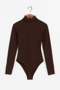 بادی کبریتی زنانه قهوه ای یقه اسکی