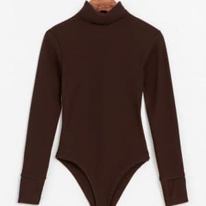 بادی کبریتی زنانه قهوه ای یقه اسکی