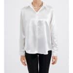 شومیز ساتن سفید وارداتی نمای جلو