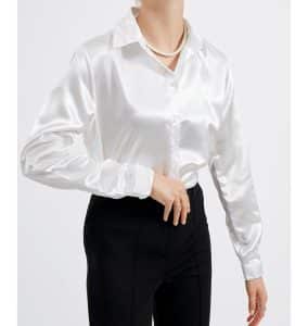 شومیز ساتن سفید زنانه