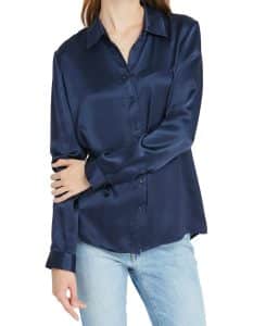 شومیز ساتن سرمه ای