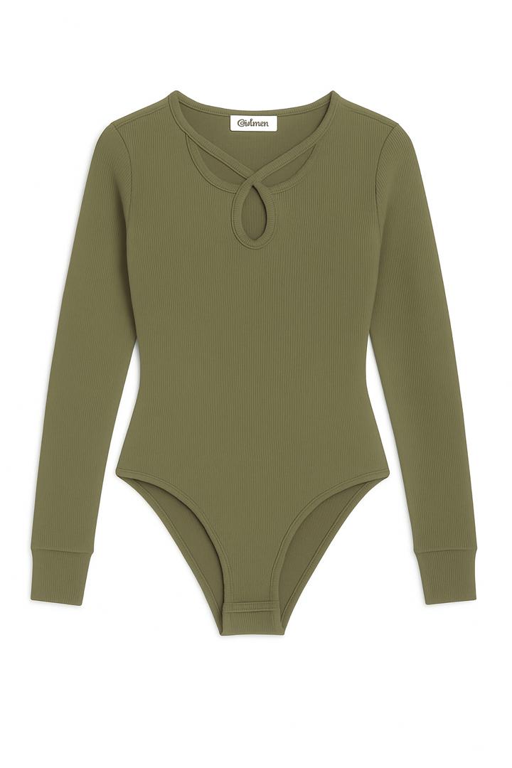 بادی کبریتی یقه دالبری زنانه سبز یشمی