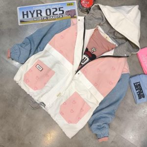 کاپشن ترکیبی زنانه صورتی