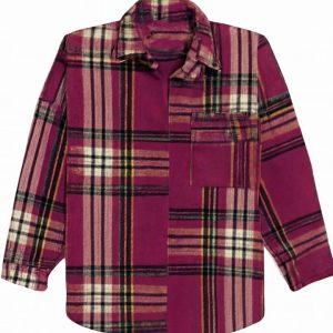 ژاکت پشمی صورتی چهارخونه