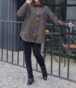 تنخور ژاک طرحدار قهوه ای