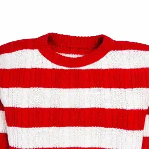 نمای یقه بافت راه راه سفید قرمز