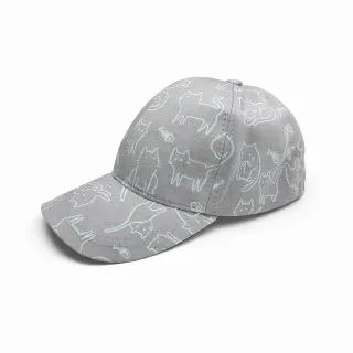 green cat hat 2_converted نمای کامل کلاه کتان زنانه طرح گربه رنگ نعنایی و طوسی